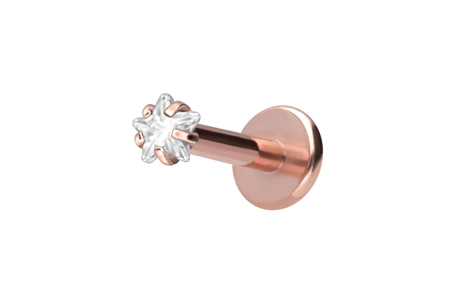 Titan Labret Piercing mit Innengewinde EINGEFASSTER KRISTALLSTERN